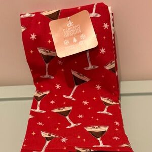 Festive Deborah Connolly Designs Espresso Martini Cocktails Kitchen Towels- NWT